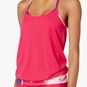 Nike Vintage Vibrant Pink Nike Top with Purple Trim Swoop Back NWT